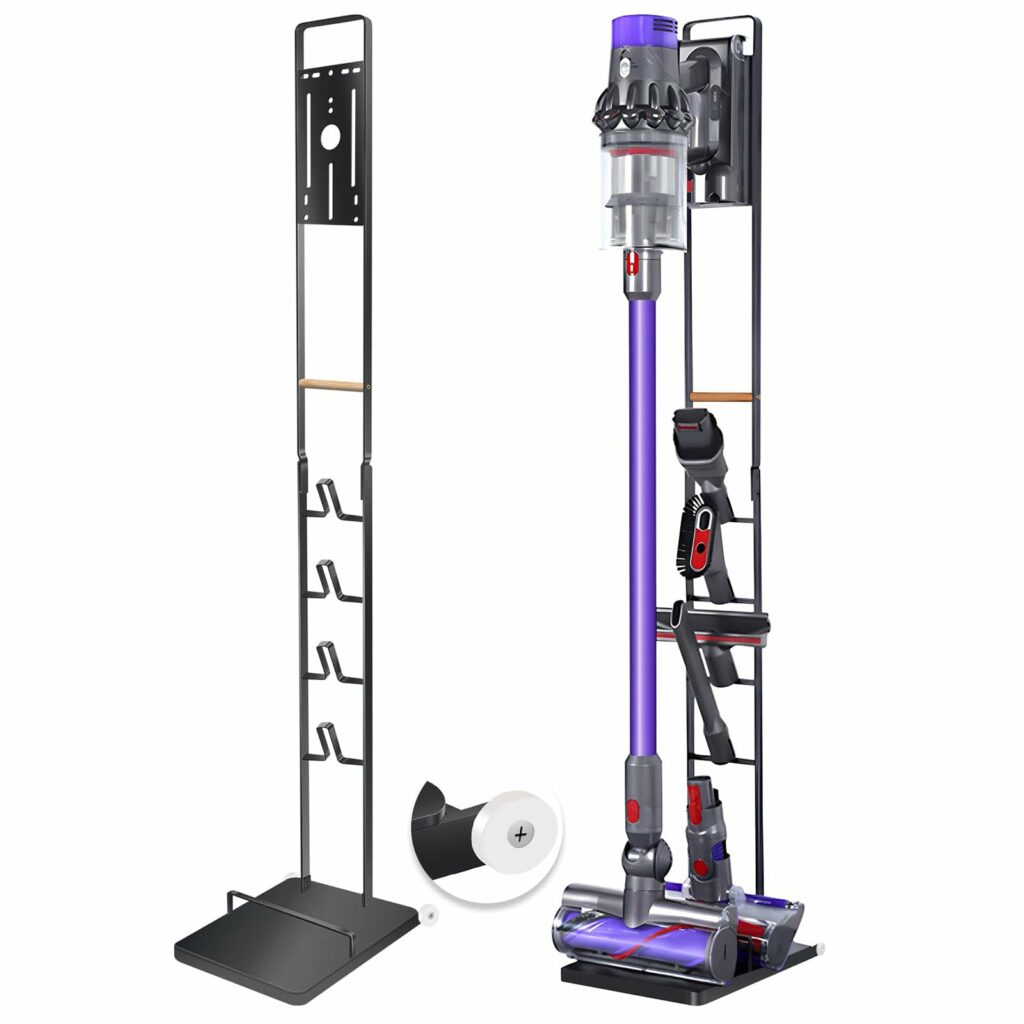 Rubik Vacuum Cleaner Stand with Wheels for Dyson V15 V11 V10 V8 V7 V6 DC30 DC31 DC34 DC35 DC58 DC59 DC62 DC74 Dreame T30 T20 V12 V11 V10 & Accessories Holder Metal Floor Rack (Black)