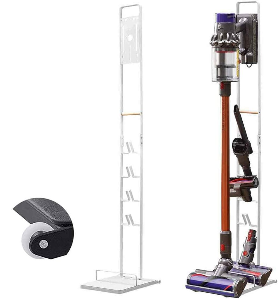 BEONE Vacuum Cleaner Stand Holder with Wheels, Metal Floor Vacuum Stand for Vacuum Handheld Cleaner V15 V11 V10 V8 V7 V6 T30 T20 V12 V11 V10 (White)