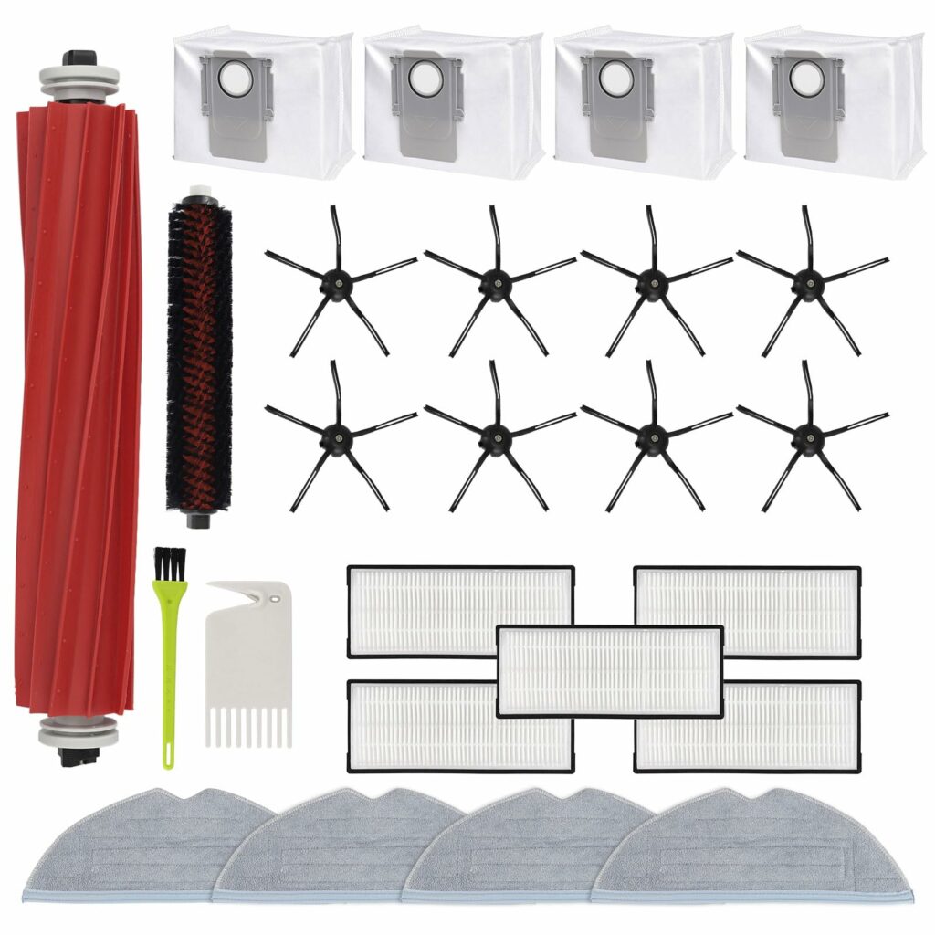 Feilifan 25 PCS Accessories Kit for Roborock S7 MaxV Ultra/ S7 Max Ultra Robot Vacuum Cleaner, Replacement Parts Main Brush, Side Brush, Washable Filter, Mop Cloths, Vacuum Bags, Cleaning Brush