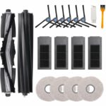 Chuancheng 18pcs Accessories Kit for Ecovacs Deebot X2 / X2 Omni / X2 Pro / DEX86 Vacuum Cleaner Replacement Parts, 2 Main Brush, 4 Hepa Filters, 6 Side Brush, 4 Mop Cloths, 2 Cleaning Brush