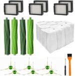 Unikstone 20 Pack Replacement Parts for iRobot Roomba i7 i7+i3 i3+i4 i4+i6 i6+ i8 i8+ E5 E6 E7 Vacuum Cleaner, 2 Sets of Rubber Brushes+6 Filters+6 Side Brushes+6 Reusable Vacuum Bags with Zipper