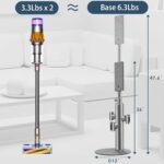 3Clock Height Adjustable Vacuum Cleaner Stand for Dyson V15, V12, V11, V10, V8, V7 – Aluminum Tube Vacuum Cleaner Stand Storage Rack, 7.9 lb Steel Base, 3 Clips (Holds up to 9 Attachments), Built-in
