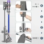 3Clock Height Adjustable Vacuum Cleaner Stand for Dyson V15, V12, V11, V10, V8, V7 – Aluminum Tube Vacuum Cleaner Stand Storage Rack, 7.9 lb Steel Base, 3 Clips (Holds up to 9 Attachments), Built-in