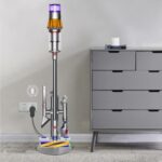 3Clock Height Adjustable Vacuum Cleaner Stand for Dyson V15, V12, V11, V10, V8, V7 – Aluminum Tube Vacuum Cleaner Stand Storage Rack, 7.9 lb Steel Base, 3 Clips (Holds up to 9 Attachments), Built-in