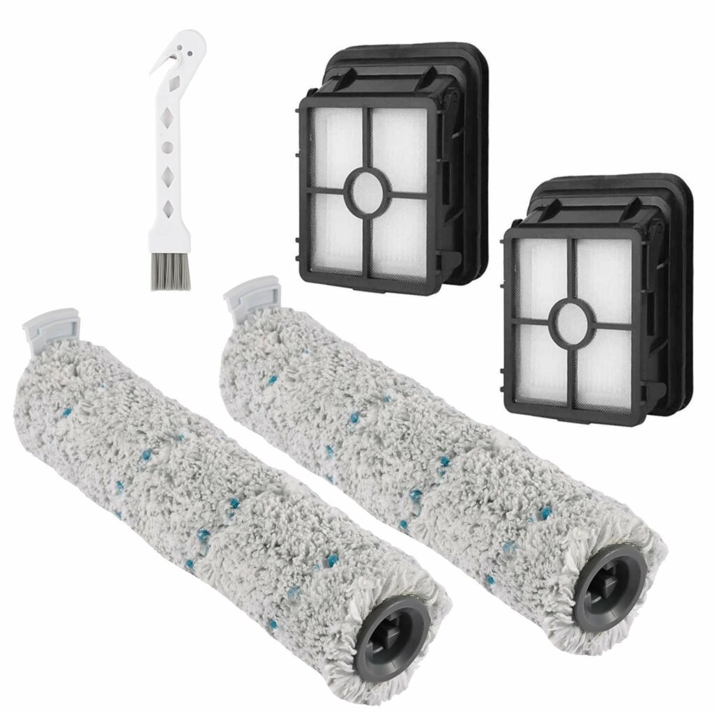 LesinaVac Replacement Multi Surface 2787 Brush Roll and Vacuum Filter 1866 for Bissell CrossWave Cordless Max 2554 2590 2593 2596 Series Vacuum (2 Rolls Brush and 2 Vacuum Filters)