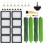 19 Pack Replacement Parts for iRobot Roomba i3 i3+ e5 e6 i8 i6 i4 i7 i7+ j7 j7+ i6 Plus,e,i&j Series Vacuum Cleaner Replenishment Kit,2 Set Rubber Brushes & 8 Filters & 8 Side Brushes & 1 Wheel