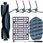 Rinakou Spare Accessories Compatible with Eufy X10 PRO Omni Robot Vacuum Cleaner,1 Main Brush Roller,4 Side Brushes,4 Hepa Filters,4 Mop Pads,