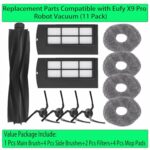 YahuPase Replacement Parts for Eufy X9 pro: Replace Accessories for Eufy X9 Pro CleanerBot Robot Vacuum 1 Main Brush 4 Side Brush 2 Filter 4 Mop Pad (11 Pack)
