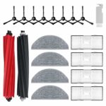 fepoch 18 Pack Replacement Parts Compatible with Roborock S8/S8+/S8 Pro Ultra Robot Vacuum Cleaner Accessories Kit, 1 Set of Roller Brushes, 4 Filters, 4 Mop Cloths, 8 Side Brushes, 1 Cleaning Brush