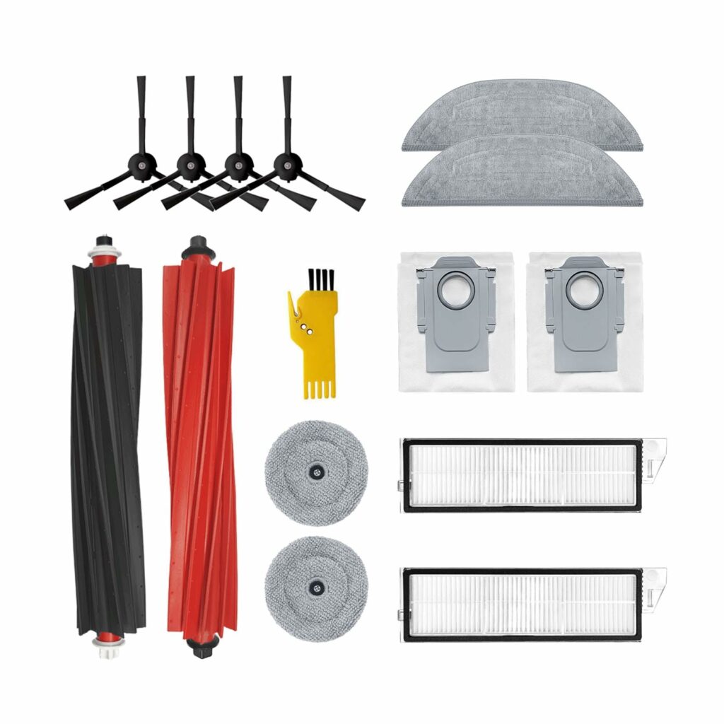 aotengou Accessories for roborock S8 MaxV Ultra Robot Vacuum Cleaner Replacement Parts, 14 Packs, 1 Set Roller Brushes, 2 Filters, 4 Side Brushes, 4 Mop Cloths, 2 Dust Bags