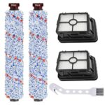 Fictezlove Accessories for Bissell Crosswave 3-in-1, 2 Pieces Replacement Filters and 2 Pieces Multi-Surface Brush Roll Pet for Bissell CrossWave 1866 1785 2052 1713 2225N Vacuum Cleaner