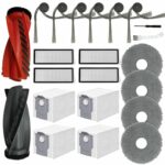 Dhoua 22 PACK Replacement Parts for Roborock Qrevo Curv/P20 Pro Vacuum Cleaner, 1 Set Main Brush, 4 HEPA Filter, 4 Mop Pad, 4 Dust Bag, 6 Side Brush,1 Cleaning Brush, 1 Screwdriver