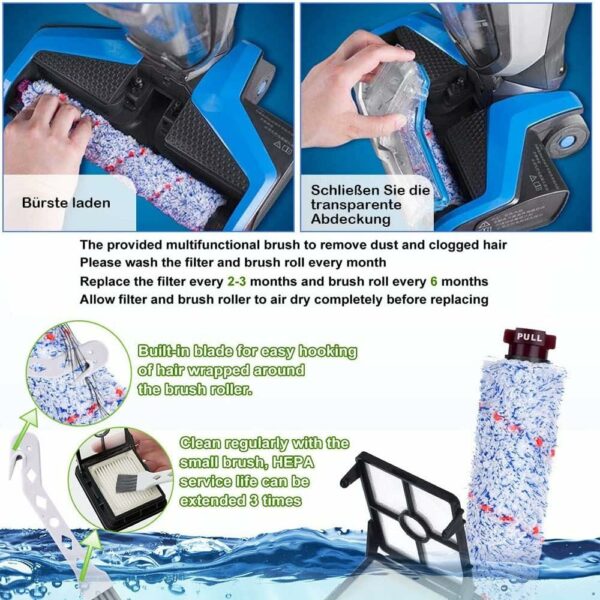 براش رول و فیلتر مناسب بیسل مدل Bissell Crosswave 3-in-1 Multi-Surface Brush Roll Pet for 1866 1785 2052 1713 2225N Vacuum Cleaner (ارسال 10 تا 15 روز کاری) - تصویر 5