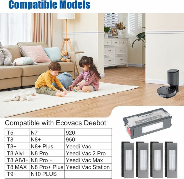 فیلتر جارو رباتیک مناسب اکووکس مدل ECOVACS Deebot Ozmo T8 T8+ T8 Aivi T8 AIVI+ T8 MAX T9+ T5 N8+ / N8+ N8 Pro N8 Pro + / N8 Pro+ N10 + N7 OZMO 920 950 for Yeedi Vac 2 Pro Vac Max Vac Station Vacuums (ارسال 10 الی 15 روز کاری) - تصویر 4