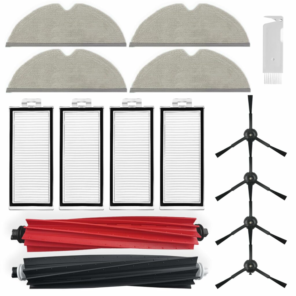 Replacement Accessories Compatible with Roborock Q5 Pro, Q5 Pro+, Q8 Max, Q8 Max+ Vacuum Cleaner Spare Parts, 2 Main Brushes, 4 Side Brushes, 4 Hepa Filters, 4 Mop Pads