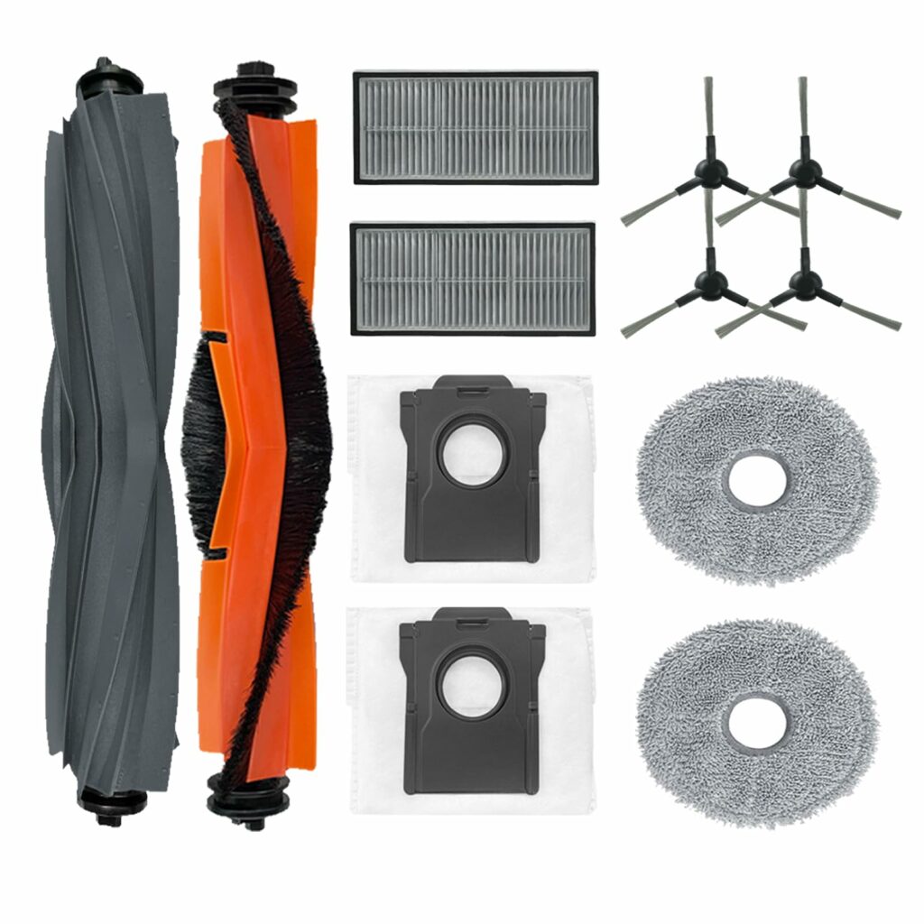 Replacement Parts for Roborock Qrevo S/Qrevo Plus/Qrevo Pro/Qrevo MaxV Robot Vacuum 1 Main Brush 4 Side Brush 2 Filter 4 Mop pad 2 Dust Bag Accessories
