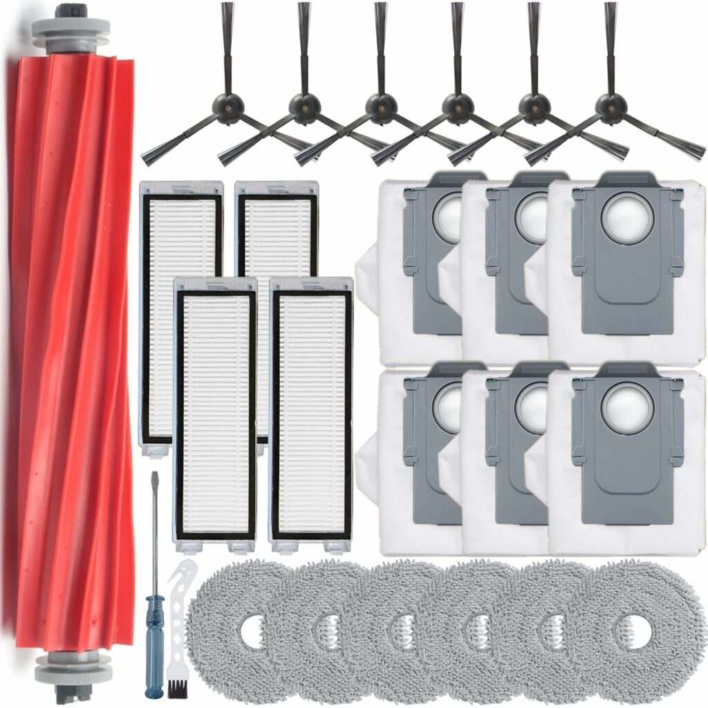 Bluearks Qrevo Replacement Parts Compatible with Roborock Qrevo Accessory Set, Robot Vacuum Cleaner, Not for Q Revo S/Pro/Maxv, 1 Main Brush, 4 HEPA Filters, 6 Side Brushes, 6 Wipes, 6 Dust Bags,