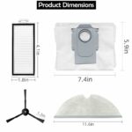 Replacement Parts Compatible with Roborock Q8 Max+ / Q8 Max / Q5 Pro+ / Q5 Pro Robot Vacuum Cleaner,1 set of Main Brush, 2 Filters, 4 Side Brushes, 4 Mop Cloths, 4 Dust Bags