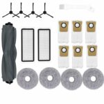 Accessories Kit for Dreametech L20 Ultra/L30 Ultra Vacuum Cleaner Docking,1 Roller Brush, 1 Cleaning Brush,2 Hepa Filter, 4 Side Brush, 4 Mop Cloth, 6 Dust Bags(18PCS)