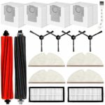 Replacement Parts Compatible with Roborock Q8 Max+ / Q8 Max / Q5 Pro+ / Q5 Pro Robot Vacuum Cleaner,1 set of Main Brush, 2 Filters, 4 Side Brushes, 4 Mop Cloths, 4 Dust Bags