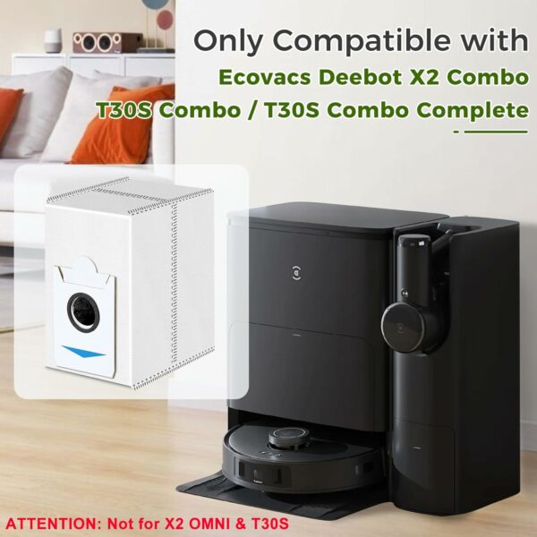 پاکت جارو رباتیک 10 عددی مناسب اکووکس مدل های  کومبو ECOVACS DEEBOT T30S Combo and X2 Combo Robot Vacuum Cleaner (ارسال 25 الی 30 روز کاری) - تصویر 2
