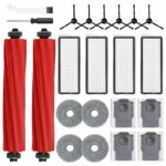 22 Pack Replacement Accessories for Roborock Qrevo S/Qrevo Pro/Qrevo Plus/Qrevo MaxV Robot Vacuum Cleaner, 2 Mainbrush 4 Filter 4 Dust Bags 4 Mop Pads 6 Sidebrush 1 Cleaning Brush 1 Screwdriver