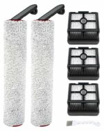 (5 Pieces) Replacement Vacuum Filters Roller Brushes Compatible with Dreame H12 Pro, H12 Dual Wet Dry Vacuum Cleaner Accessories Kit Include 2 Brush Rollers, 3 HEPA Filters Easy Clean