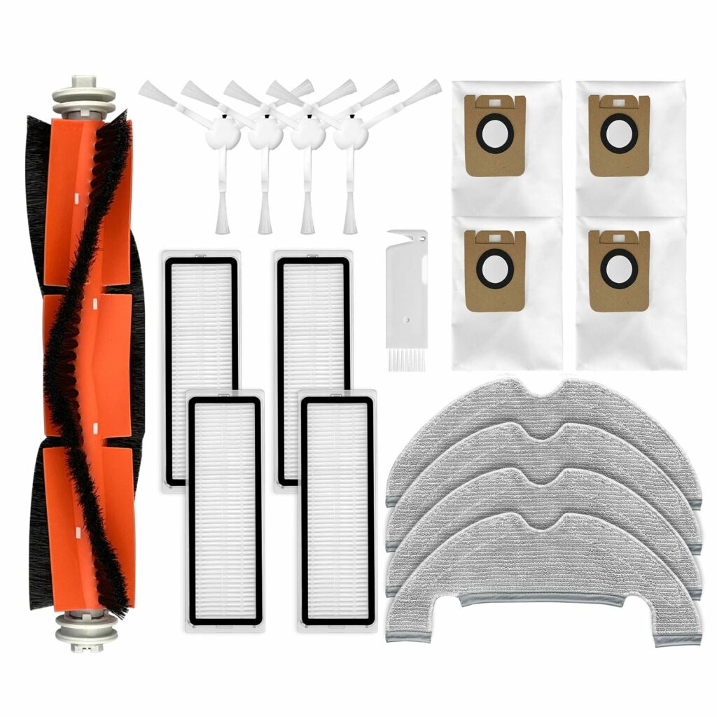 Liveryde Replacement Parts Compatible with Dreame D10 Plus, Z10 Pro, L10 Plus Robot Vacuum Cleaner Accessories, 1 Main Brush, 4 Side Brushes, 4 HEPA Filters, 4 Wipes, 4 Dust Bags