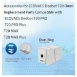 Jpbaisqic Replacement Parts Compatible with ECOVACS DEEBOT T20 Omni Robot Vacuum Cleaner Accessories，1 Main Brush Roller 4 Side Brushes 2 Hepa Filters 4 Mop Pads 3 Carbon Dust Bags