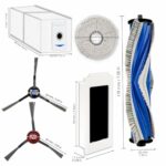 (9 Pieces) M12 Pro+ Replacement Parts Compatible with ECOVACS DEEBOT T30 Omni/ T30 Pro Omni/Yeedi M12 Pro+ Robot Vacuum, 1 Roller Brush, 2 Side Brushes, 2 HEPA Filters, 2 Dust Bags, 2 Mop Pads