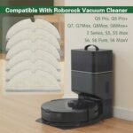 Pack of 6 Wipes for Roborock Q5 Pro, Q5 Pro+, Q8 Max, Q8 Max+, S5, S5 Max, S4, S50, S51, S55, S6, S6 Pure, S6 MaxV, Q7, Q7 Max Robot Vacuum Cleaner, Soft, Washable and Reusable Replacement Mop