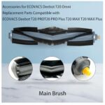 Jpbaisqic Replacement Parts Compatible with ECOVACS DEEBOT T20 Omni Robot Vacuum Cleaner Accessories，1 Main Brush Roller 4 Side Brushes 2 Hepa Filters 4 Mop Pads 3 Carbon Dust Bags