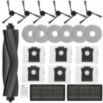 Nuo desire 22-Piece Accessory Set for Dreame X40 Ultra Robot Vacuum Cleaner, Replacement Parts for Dreame X40 Ultra Complete with 1 x Main Brush, 2 x Filters, 6 x Edge Brushes, 6 x Cloths, 6 x Dust