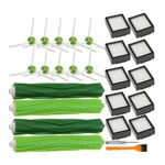 PELLYDA Replacement Parts for irobot Roomba i,e&j Series,i3 i3+ i4 i6 i6+ i7 i7+ i8 i8+ E5 E6 E7 Vacuum Cleaner,Replenishment kits Accessories 2 Set Rubber Brushes,10 HEPA Filters,10 Side Brushes