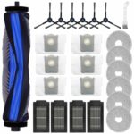 24 Piece Accessory Kit for Ecovacs Deebot T50 Max / T50 Pro / T50 Omni / T50 Pro Omni / T50 Max Pro Vacuum Cleaners – 1 Main Brush, 4 HEPA Filters, 6 Mop Pads, 6 Dust Bags, 6 Side Brushes