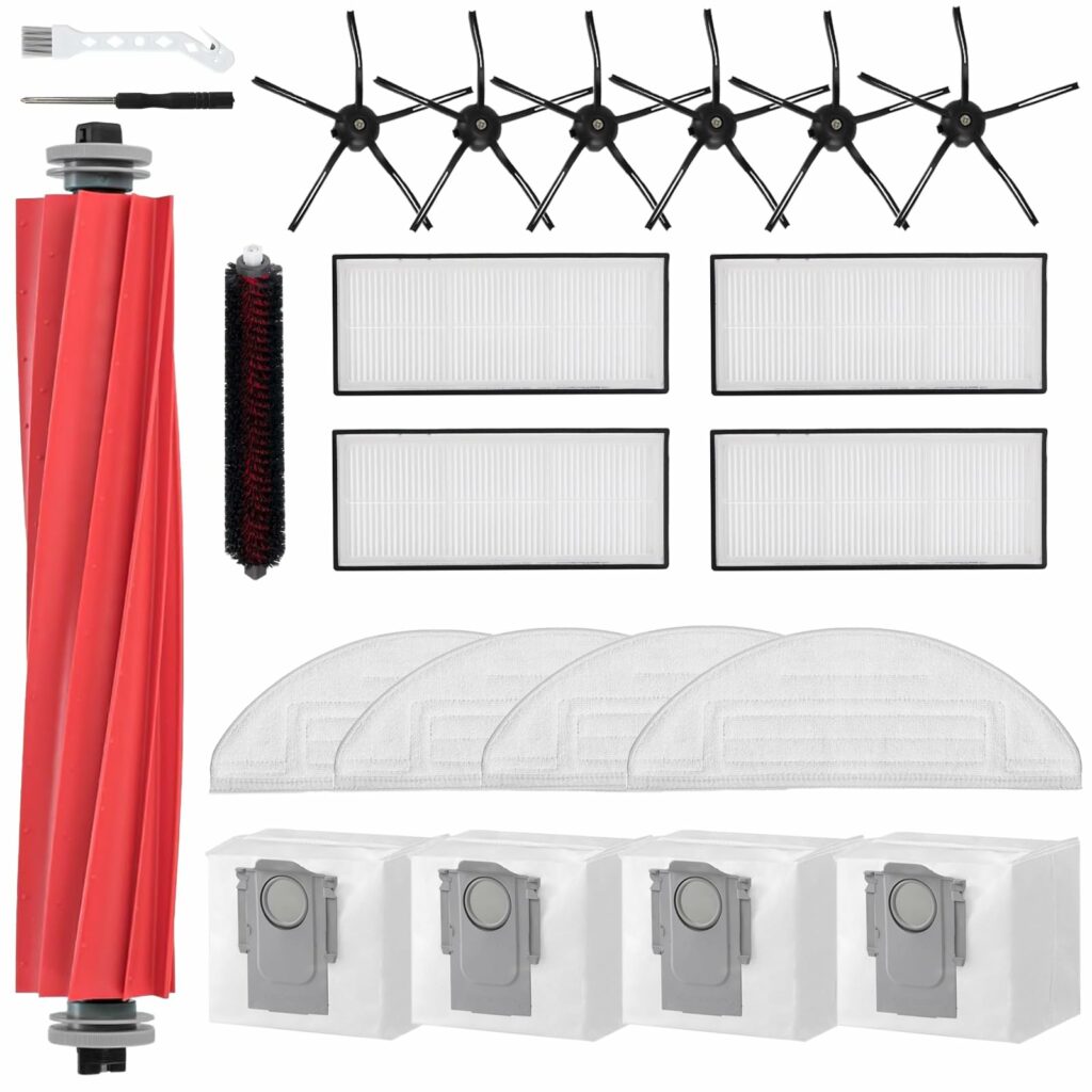 21 PCS Accessories Kit for Roborock S7 Max Ultra/ S7 MaxV Ultra Robot Vacuum Cleaner, Replacement Parts Main Brush, Side Brush, Washable Filter, Mop Cloths, Vacuum Bags, High-Speed Cleaning Brush