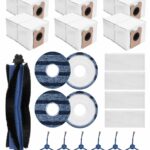 ZaKaBox Accessories for Eufy C20 Omni Robot Vacuum, Replacement Kit, 6 Dust Bags, 4 Mop Wipes, 4 Filters, 1 Main Brushes, 6 Side Brushes, 1 Screwdrivers, 1 Brush