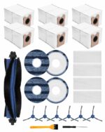 ZaKaBox Accessories for Eufy C20 Omni Robot Vacuum, Replacement Kit, 6 Dust Bags, 4 Mop Wipes, 4 Filters, 1 Main Brushes, 6 Side Brushes, 1 Screwdrivers, 1 Brush