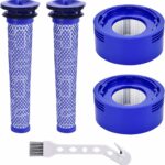 Pack of 2 V8 Filter HEPA Post Motor Filter & Pre-Filter for Dyson V8 V7 Animal Absolute Fluffy Battery Vacuum Cleaner Motorhead Replacement Parts Filter Accessories Set #965661-01 & 967478-01