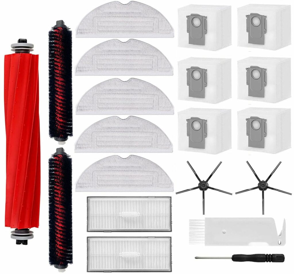 20 Pieces Accessories Replacement for Roborock S7 MaxV Ultra/S7 Pro Ultra, Spare Parts Robot Vacuum Cleaner Accessory Set, 1 Main Brush, 2 self-Cleaning Brushes, 5 Wipes, 2 Filters, 2 Side Brushes, 6