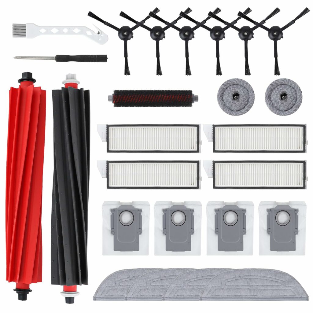 Feilifan 24 PCS Accessories Kit for Roborock S8 MaxV Ultra/ S8 Max Ultra Robot Vacuum Cleaner, Replacement Parts Main Brush, Side Brush, Washable Filter, Mop Cloths, Dust Bags