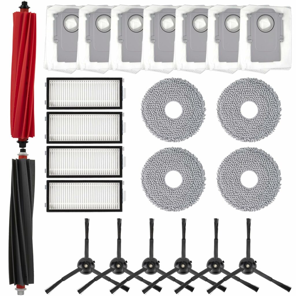 (23 Pack) Qrevo Master Replacement Parts Compatible with Roborock Qrevo Master/Qrevo Slim Robot Vacuum, 2 Roller Brushes, 6 Side Brushes, 7 Dust Bags, 4 HEPA Filters, 4 Mop Pads, Accessories Kit