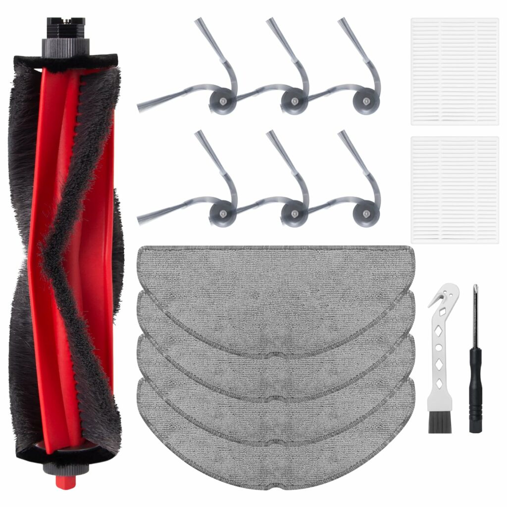 Jegehoyo Accessory Sets for Roborock Q7 L5 / Q7 L5+ / Q7 M5 / Q7 M5+ Robot Vacuum Cleaner, Replacement Parts Accessories with 1 Main Brush, 2 Filters, 6 Side Brushes, 4 Wipes Pads, 1 Cleaning Brush