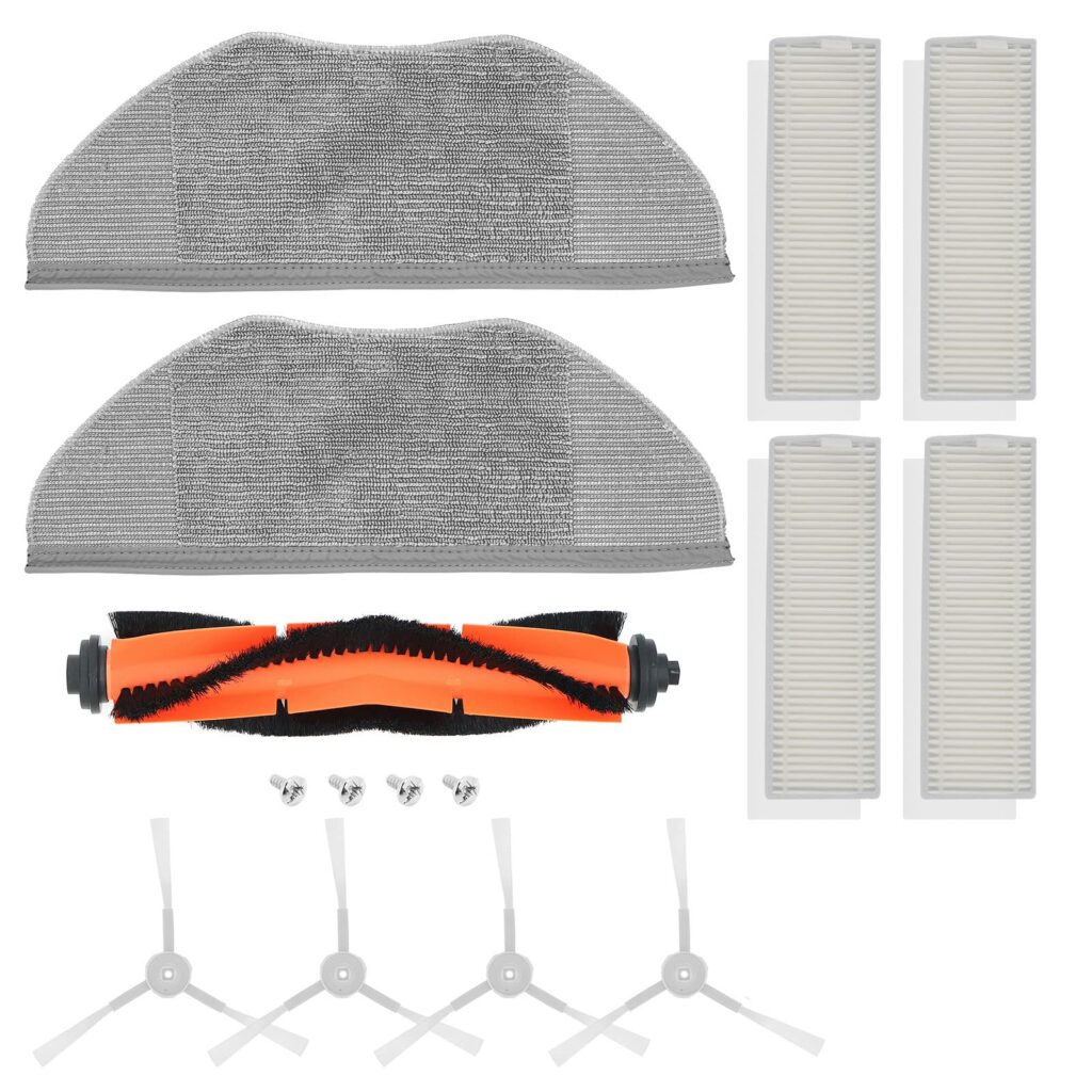 DingGreat Replacement Spare Parts Kit for Xiaomi Mijia G1 Robot Vacuum Cleaner Parts, Accessory Pack of 1 Main Brush, 4 Filters, 4 Side Brushes, 2 Mop Cloth, 1 Cleaning Tool