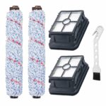 Rhinenet Replacement Parts Compatible with Bissell CrossWave, 2 Pack Multi-Surface Brush Roll 1868 + 2 Pack Vacuum Filter 1866 + 1 Small Brush for Bissell CrossWave Vacuum Cleaner