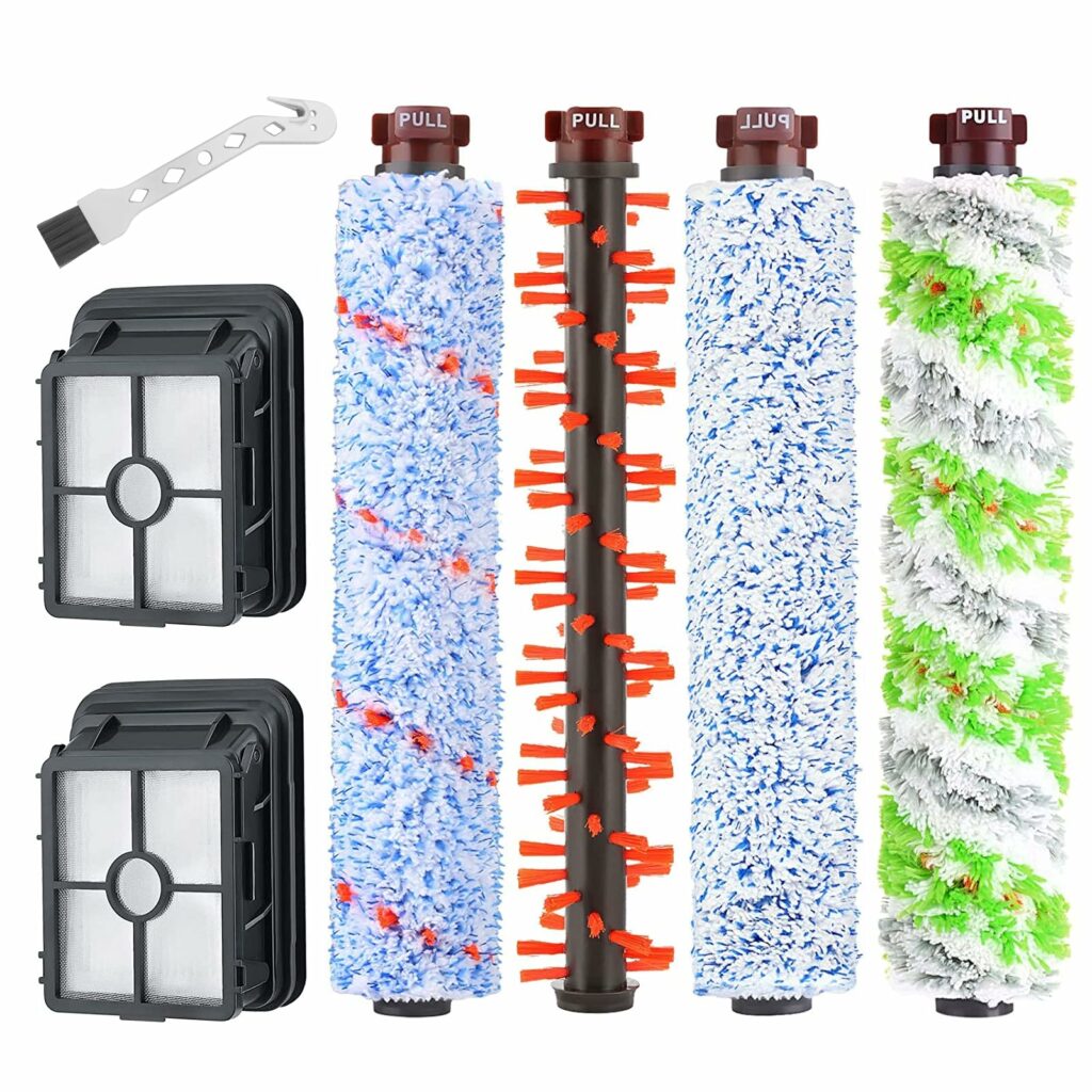Fixbetter Accessories for Bissell Crosswave 3-in-1, 1 Pet Pro Roller Brush + 1 Carpet Brush + 1 Floor Brush + 1 Multi-Surface Brush + 2 Filters for Bissell Crosswave 2225 1866 2052 1713 1785 Series