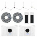 HASTHIP® 10Pcs Replacement Accessories for Ecovacs Deebot T20 Omni/PRO/MAX Robot Vacuum Accessorise Kit, 4 Side Brushes, 2 Mop Cloth, 2 Dust Collection Bags, 2 Filters