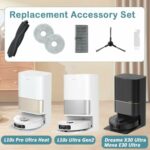 SpeHiate Replacement Parts Accessories for Dreame L10s Pro Ultra Heat Robot Vacuum Cleaner, Kit for Dreame X30 Ultra, 2 Main Brushes, 8 Wipes, 4 HEPA Filters, 8 Side Brushes