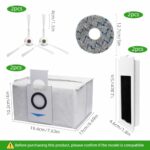 HASTHIP® 10Pcs Replacement Accessories for Ecovacs Deebot T20 Omni/PRO/MAX Robot Vacuum Accessorise Kit, 4 Side Brushes, 2 Mop Cloth, 2 Dust Collection Bags, 2 Filters