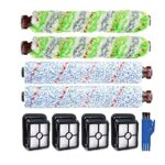 Queta Accessories for Bissell Crosswave Wet & Dry Vacuum Cleaners 4 Pieces Multi Surface Brush Roll and 4 Filters for Bissell Crosswave 3-in-1, Replacement Parts/Replacement Sets for Bissell, with 1